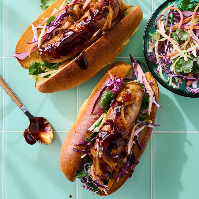 Hoisin Sausage Rolls with Crunchy Slaw