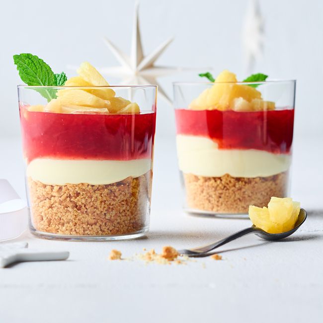 Pineapple & Strawberry Cheesecake Pots