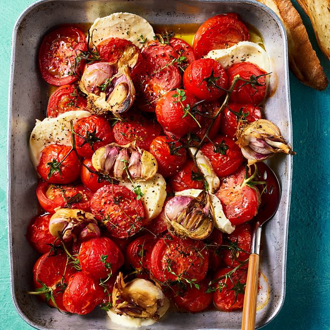 Roasted Tomatoes with Mozzarella & Garlic
