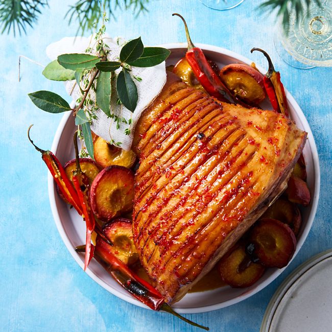 Sticky Peach & Hot Honey Glazed Ham