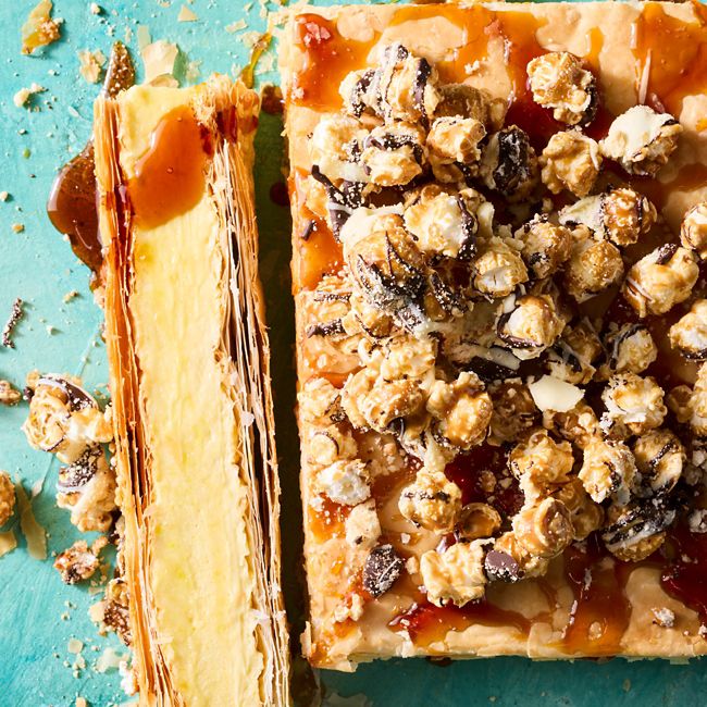 Caramel popcorn vanilla slice