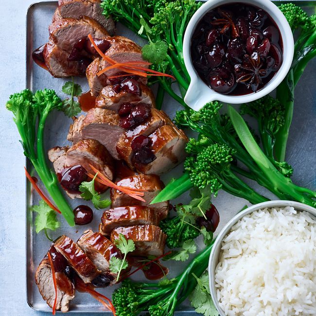 Cherry char siu glazed pork