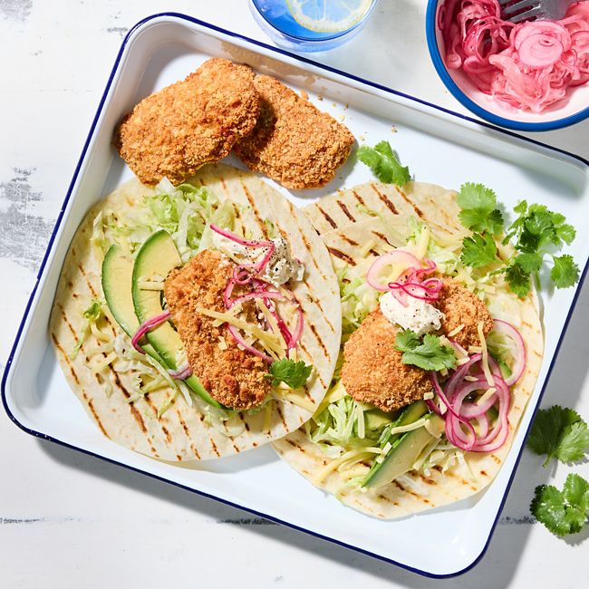 Fish tacos with pickled onion