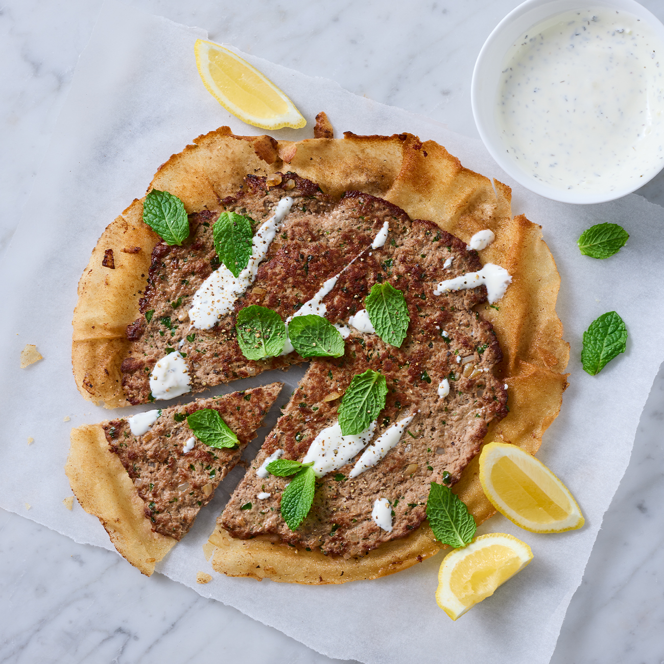Grilled kafta Lebanese bread