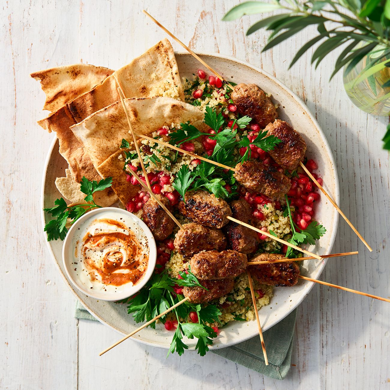 Lamb kofta with couscous & quinoa salad