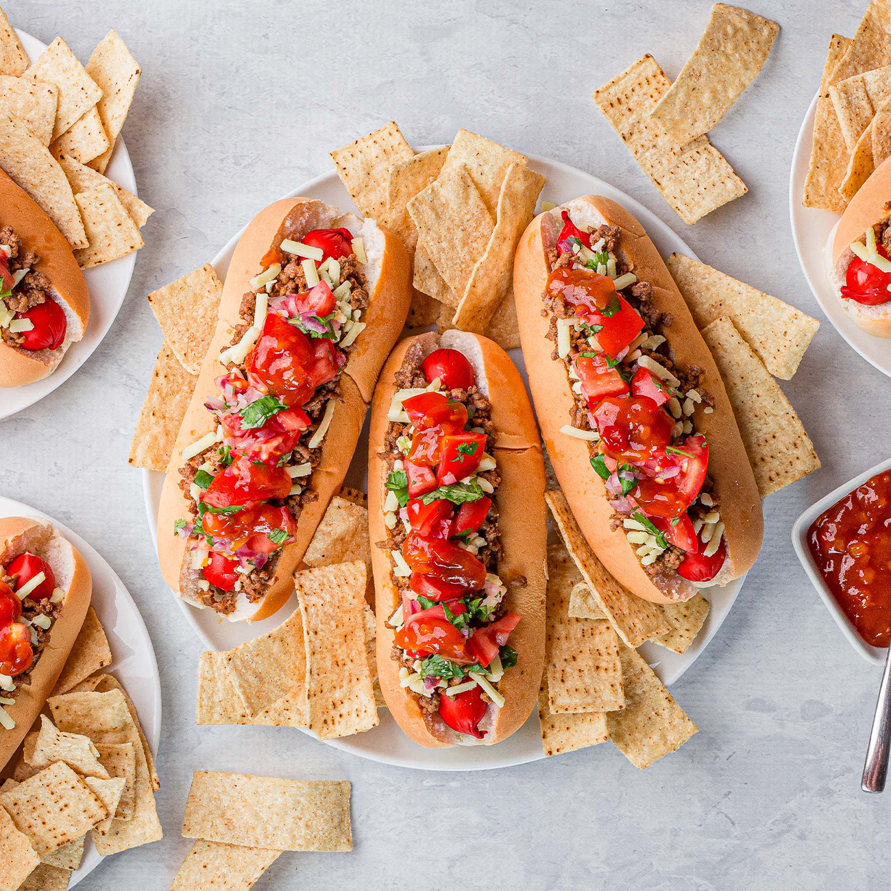Nacho beef hot dogs