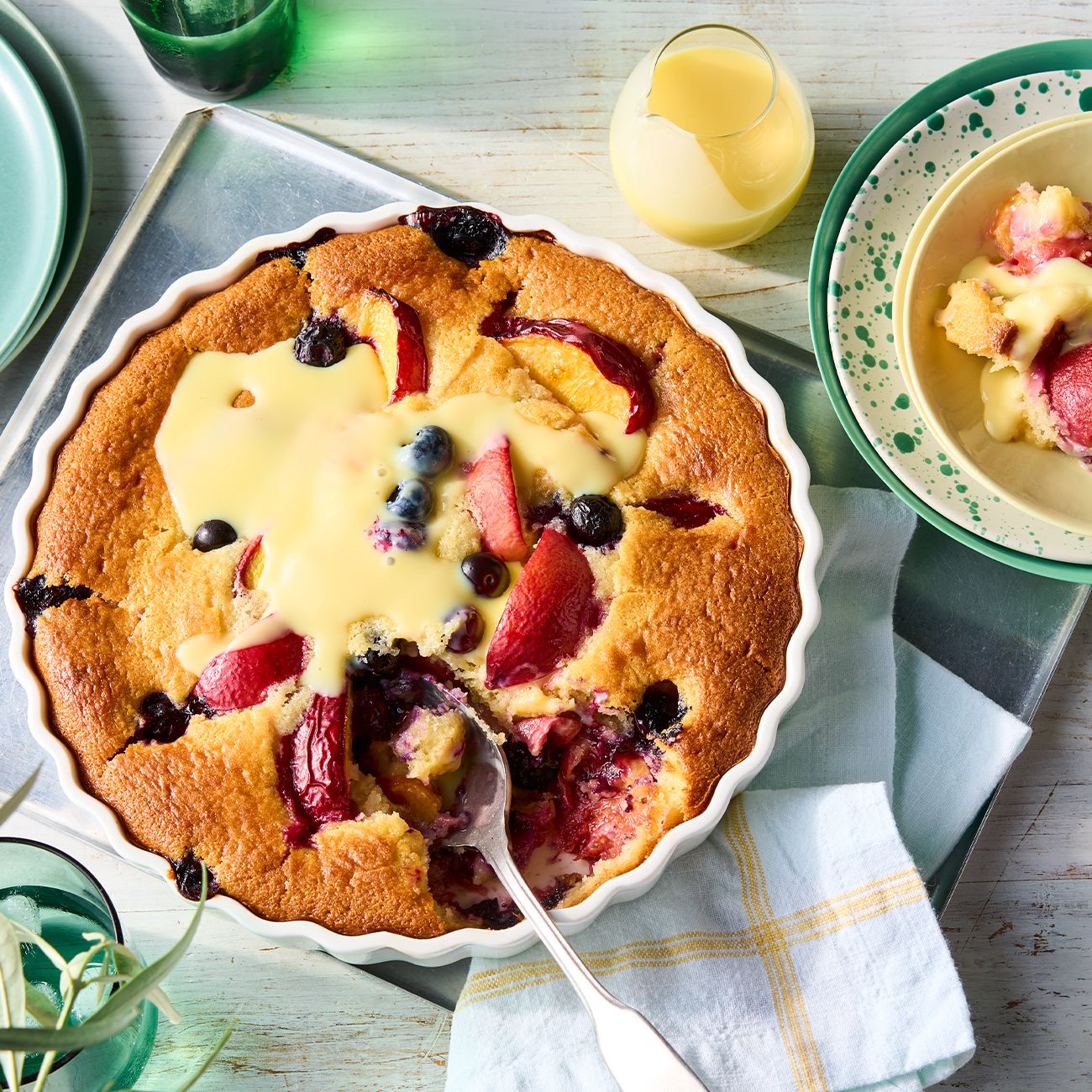 Peach and blueberry cobbler