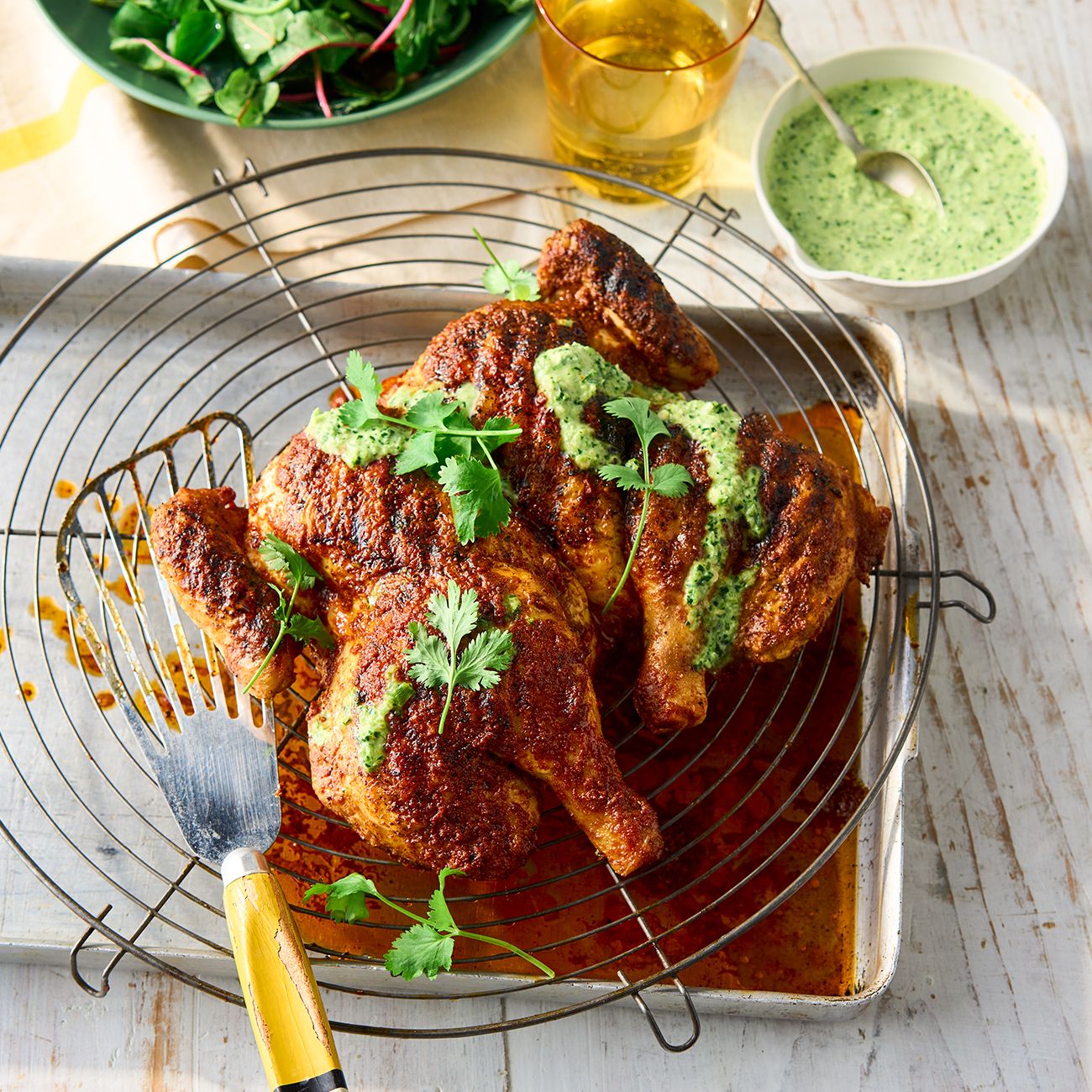 Peruvian-style chicken with green sauce