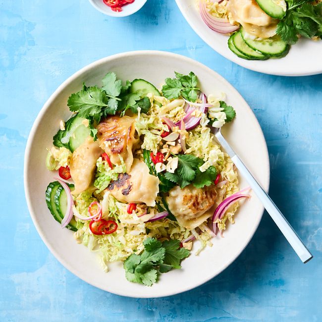 Pork & chive dumpling salad