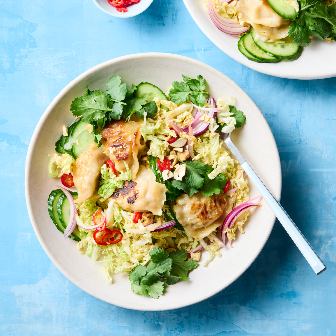 Pork & chive dumpling salad