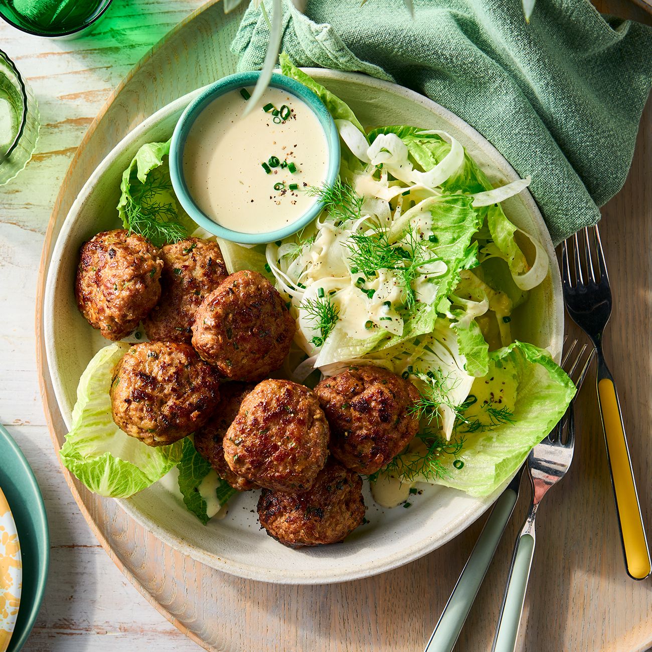 Pork & fennel rissoles with fennel salad