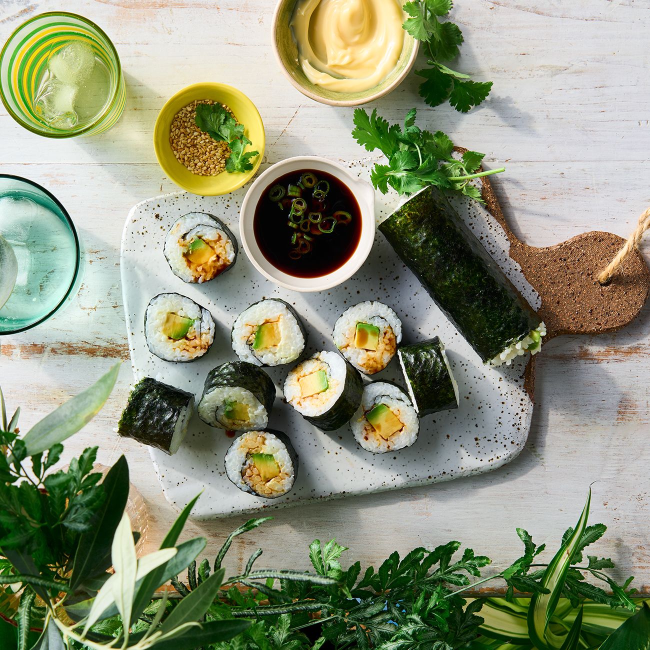 Simple avocado hand rolls