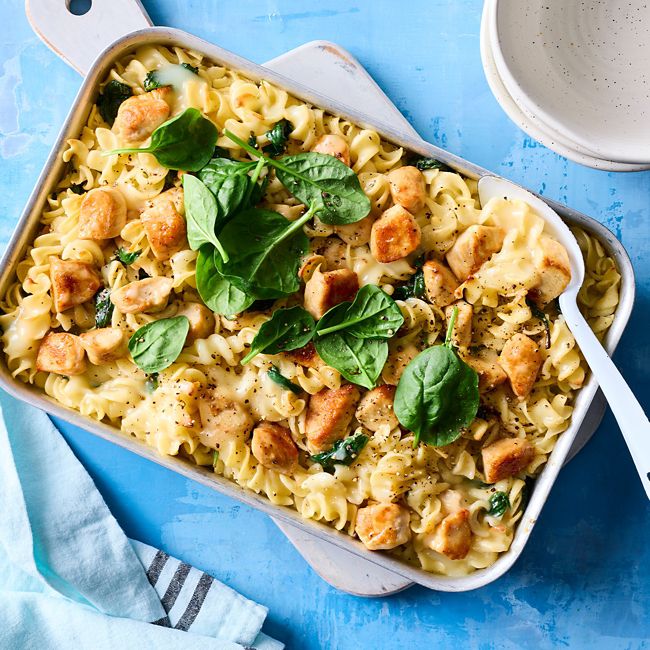 Easy creamy chicken pasta bake
