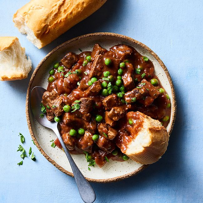 Easy slow-cooked beef & red wine casserole