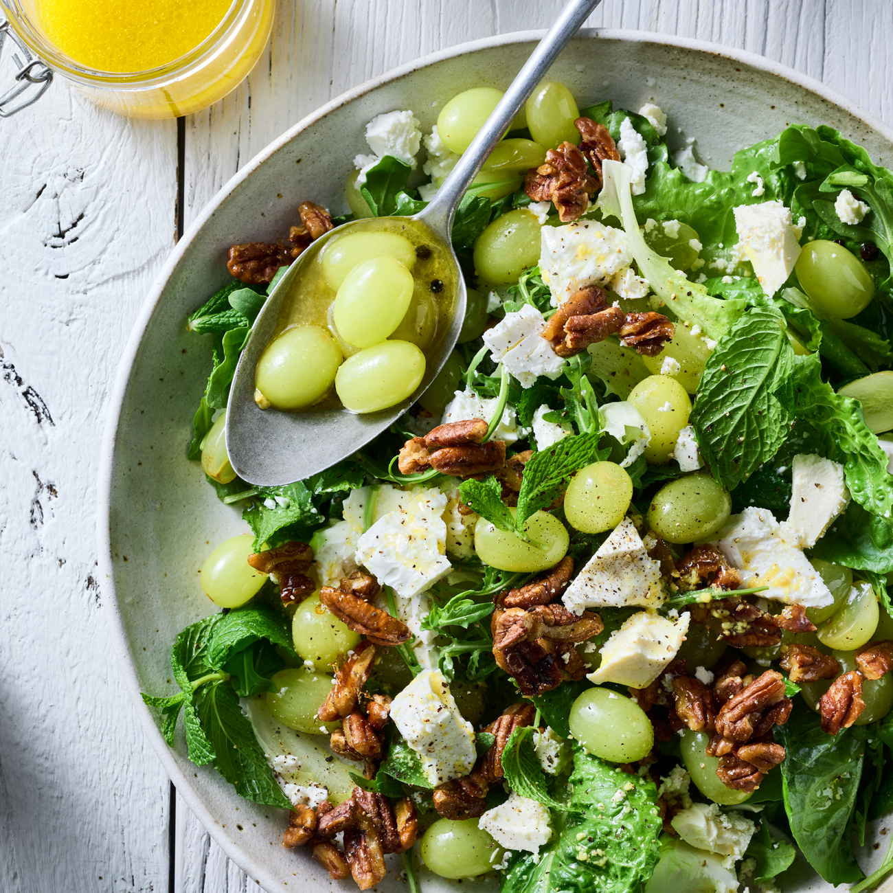 Grape, pecan & feta salad