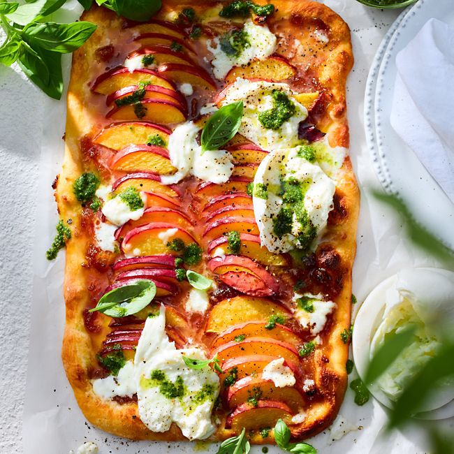 Nectarine & basil flatbread