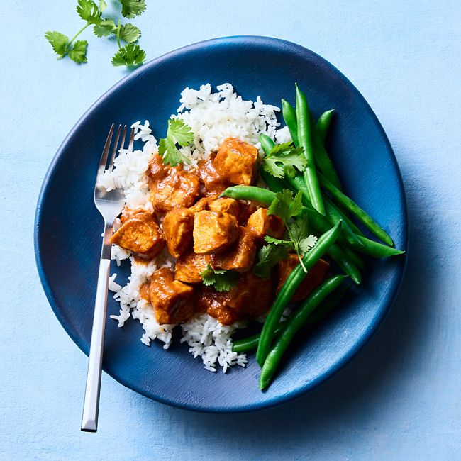 Quick butter chicken with green beans