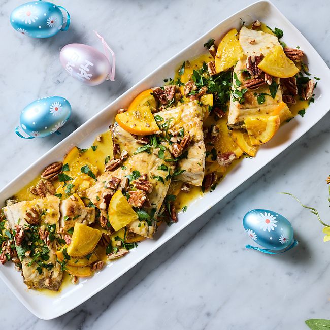 Fennel & orange barramundi with pecans