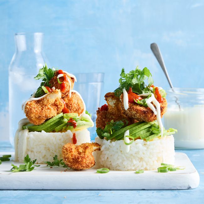 Teriyaki cauliflower sushi stacks