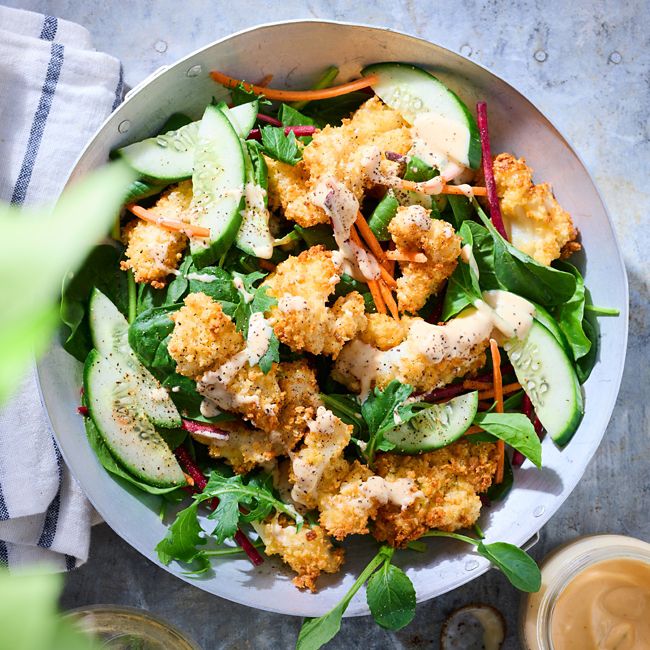 Air-fryer crispy squid with miso dressing