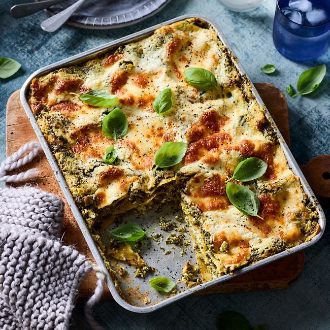 Pistachio pesto lasagne