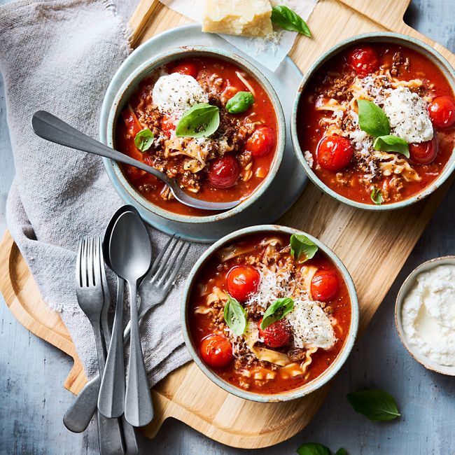 Speedy spicy lasagne soup
