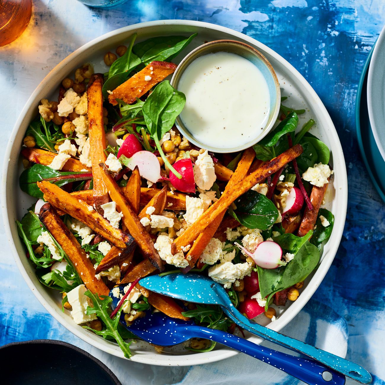 Spiced sweet potato fries salad