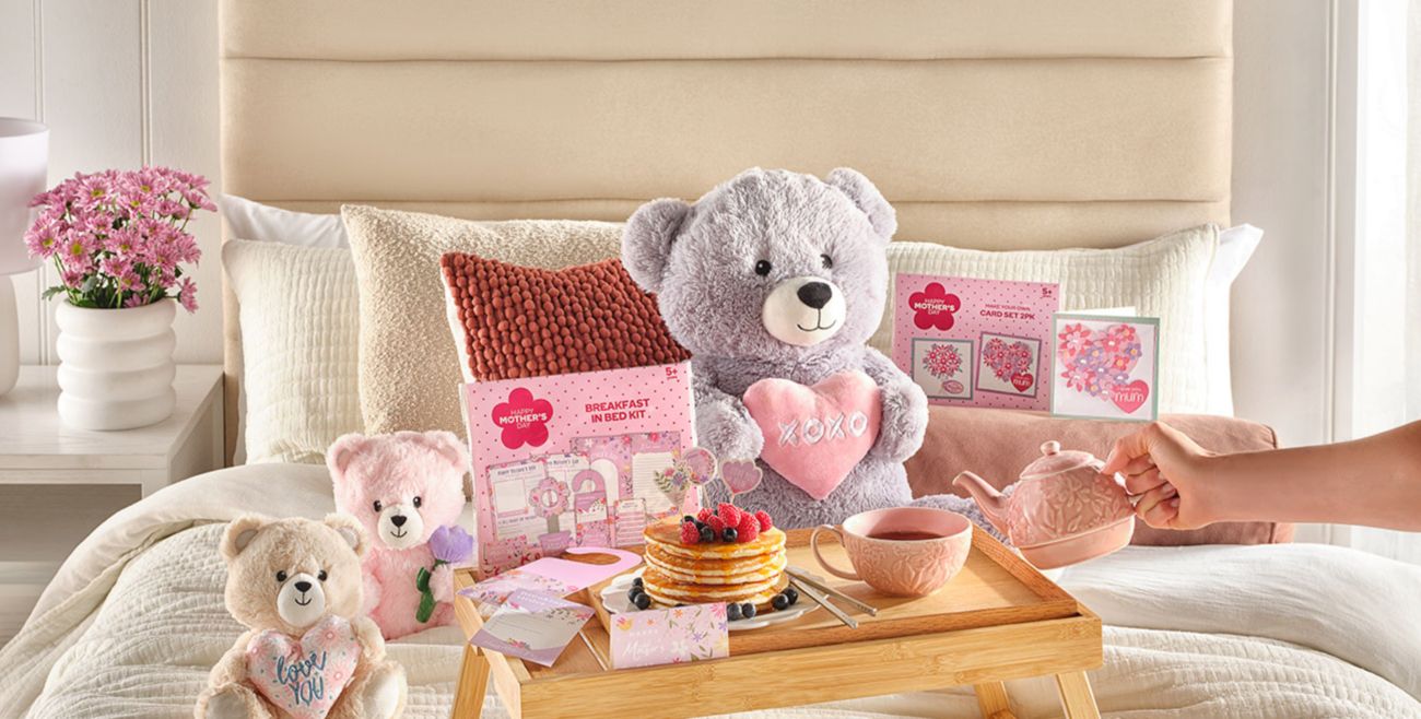 Breakfast in bed with teddy bear