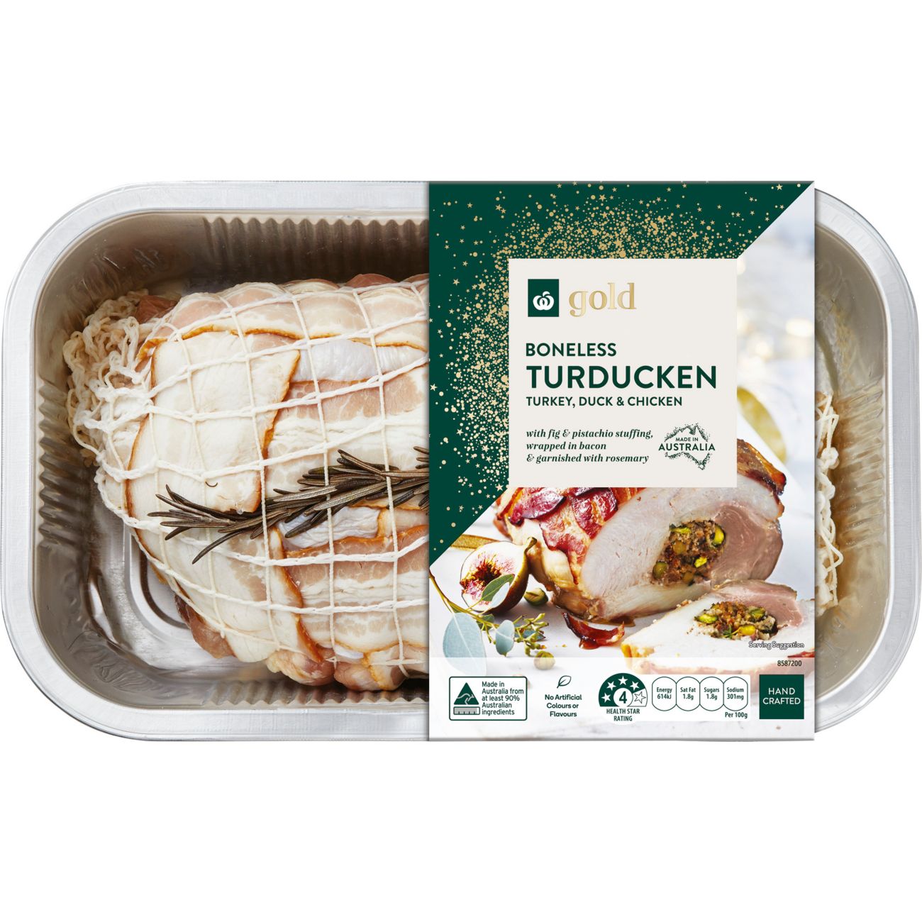 Gold Turducken with Fig & Pistachio Stuffing