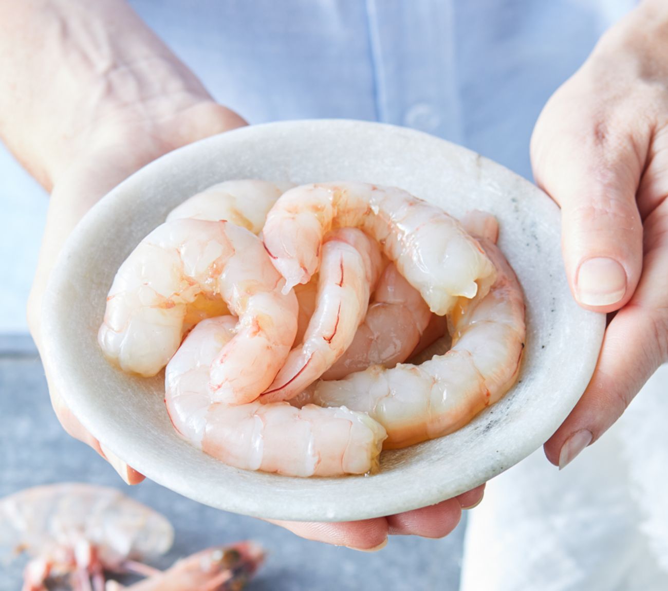 Uncooked prawns