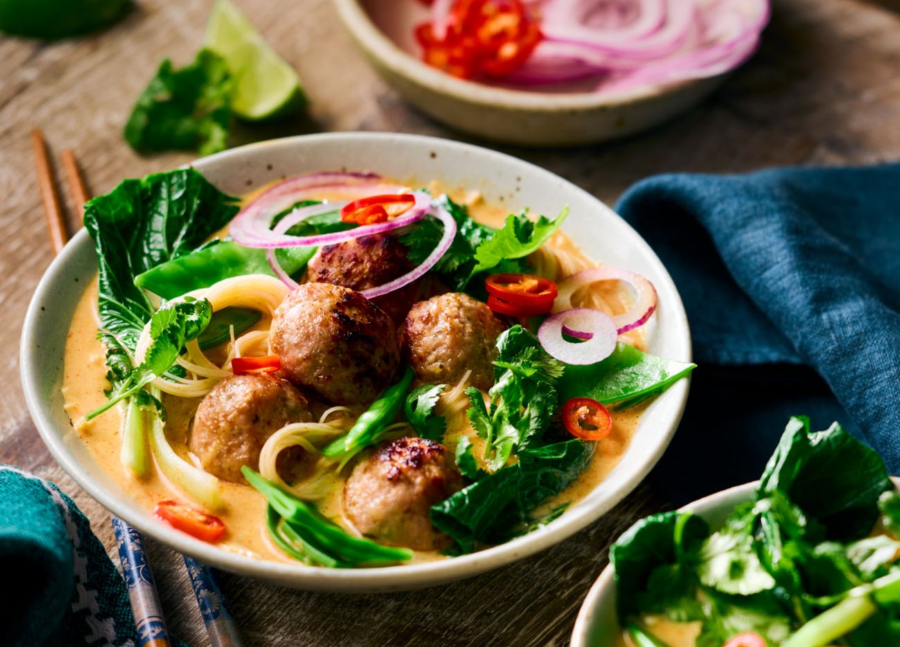 Chicken meatball laksa