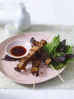 Tuna & Aubergine Yakitori Skewers With Soy Dipping Sauce