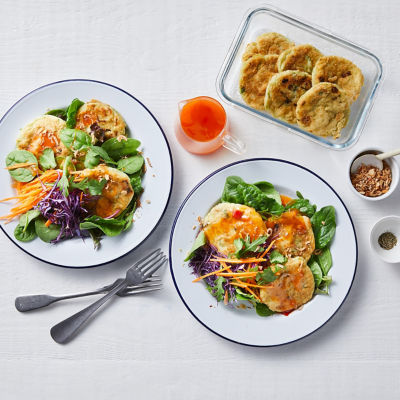 Fish-cake salad with sweet & sour dressing
