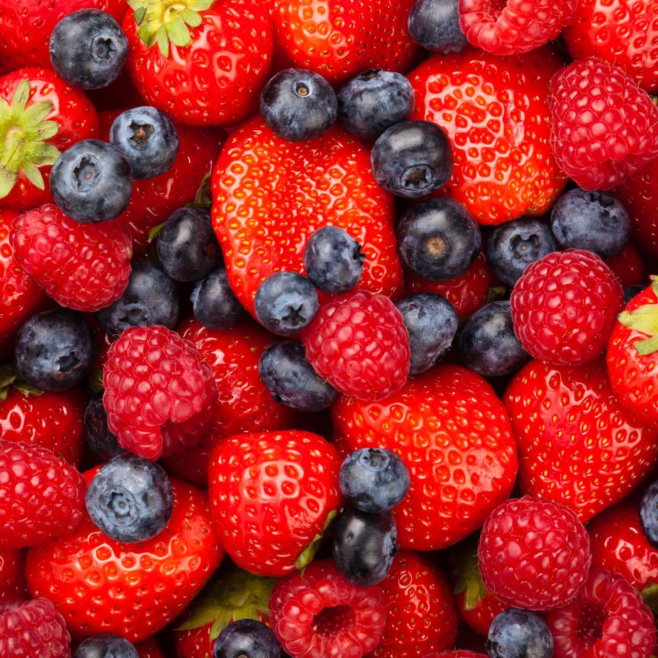Fresh mixed berries in vibrant colours
