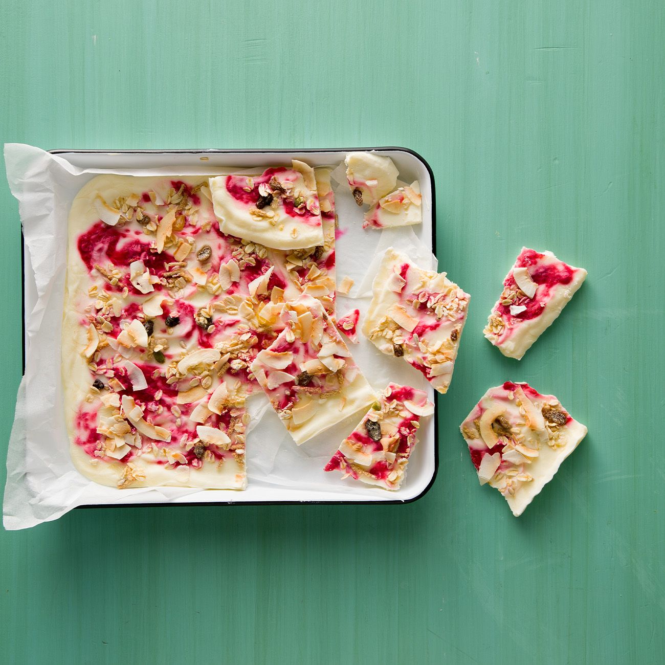 frozen fruity yoghurt bark with museli recipe
