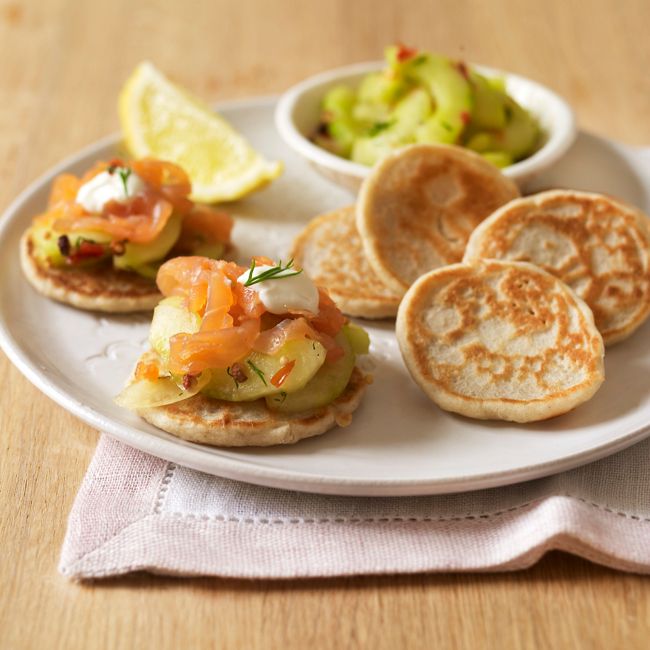 Blinis With Smoked Trout & Hot & Sour Cucumber