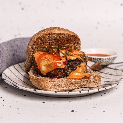 Gluten Free Burger with Jalapeno & Sriracha