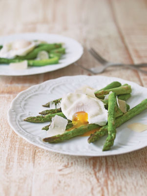 Griddled Asparagus With Poached Eggs