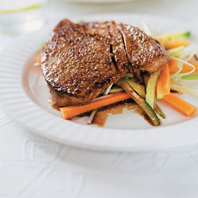 Sesame Seared Tuna With Spicy Coriander Salad