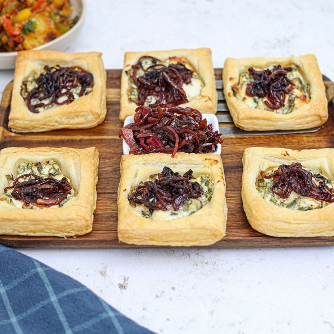 Goats Cheese, Spinach & Red Onion Tart