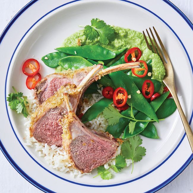Green Curry Lamb Racks With Pea Puree