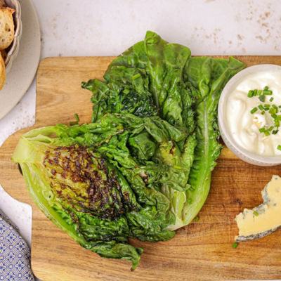Grilled Romaine Lettuce with Blue Cheese Dressing