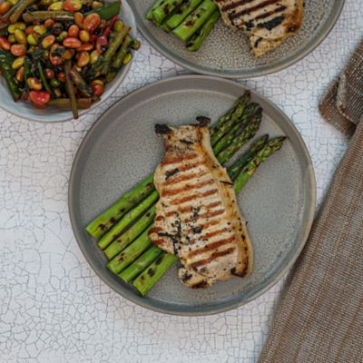 Grilled Pork Chops with Asparagus