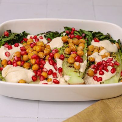 Grilled Romaine Lettuce with Crispy Chickpeas