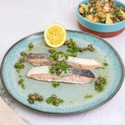 Grilled Salmon with Lemon & Caper Salsa