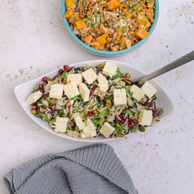 Herby Rice Salad with Pomegranate, Feta & Pistachios