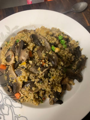 Field Mushrooms and Chickpea CousCous