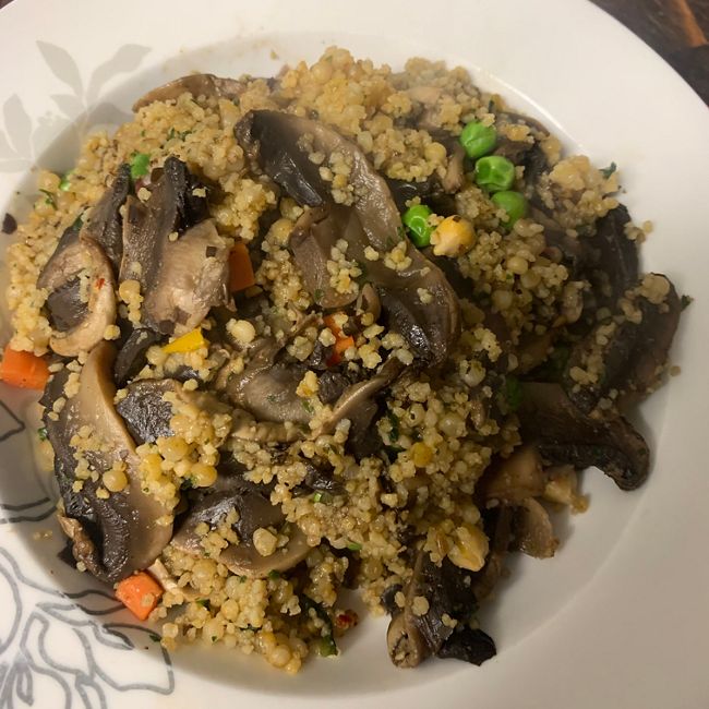 Field Mushrooms & Chickpea CousCous