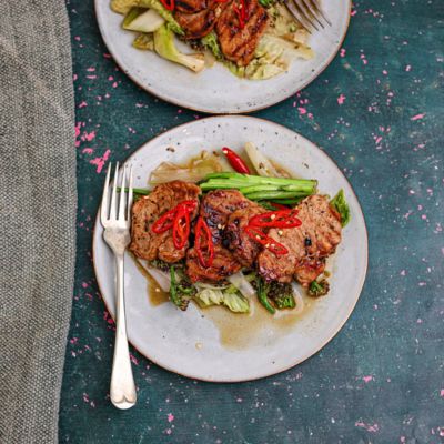 Hoisin Pork with Chilli Greens