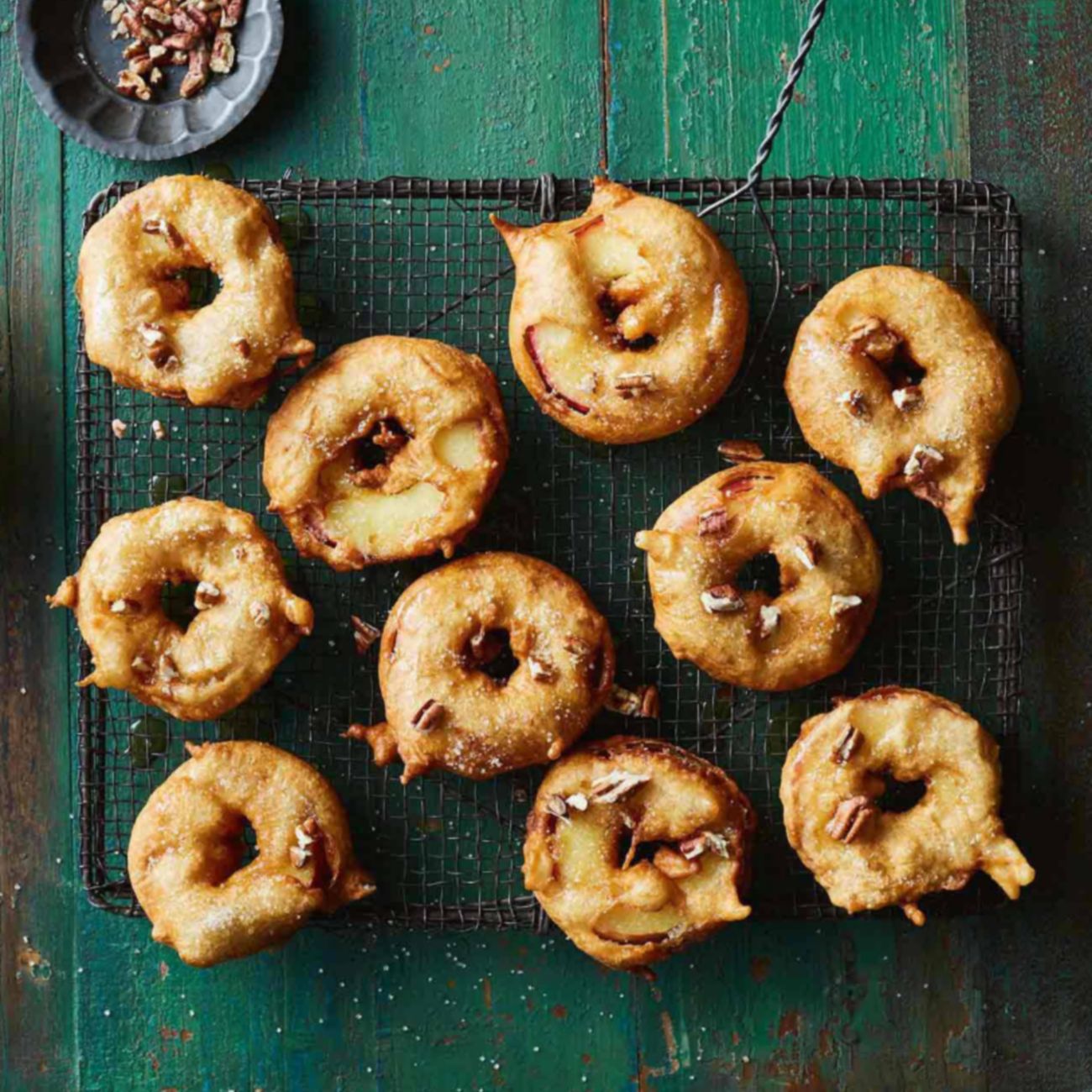 Honey-glazed apple doughnuts